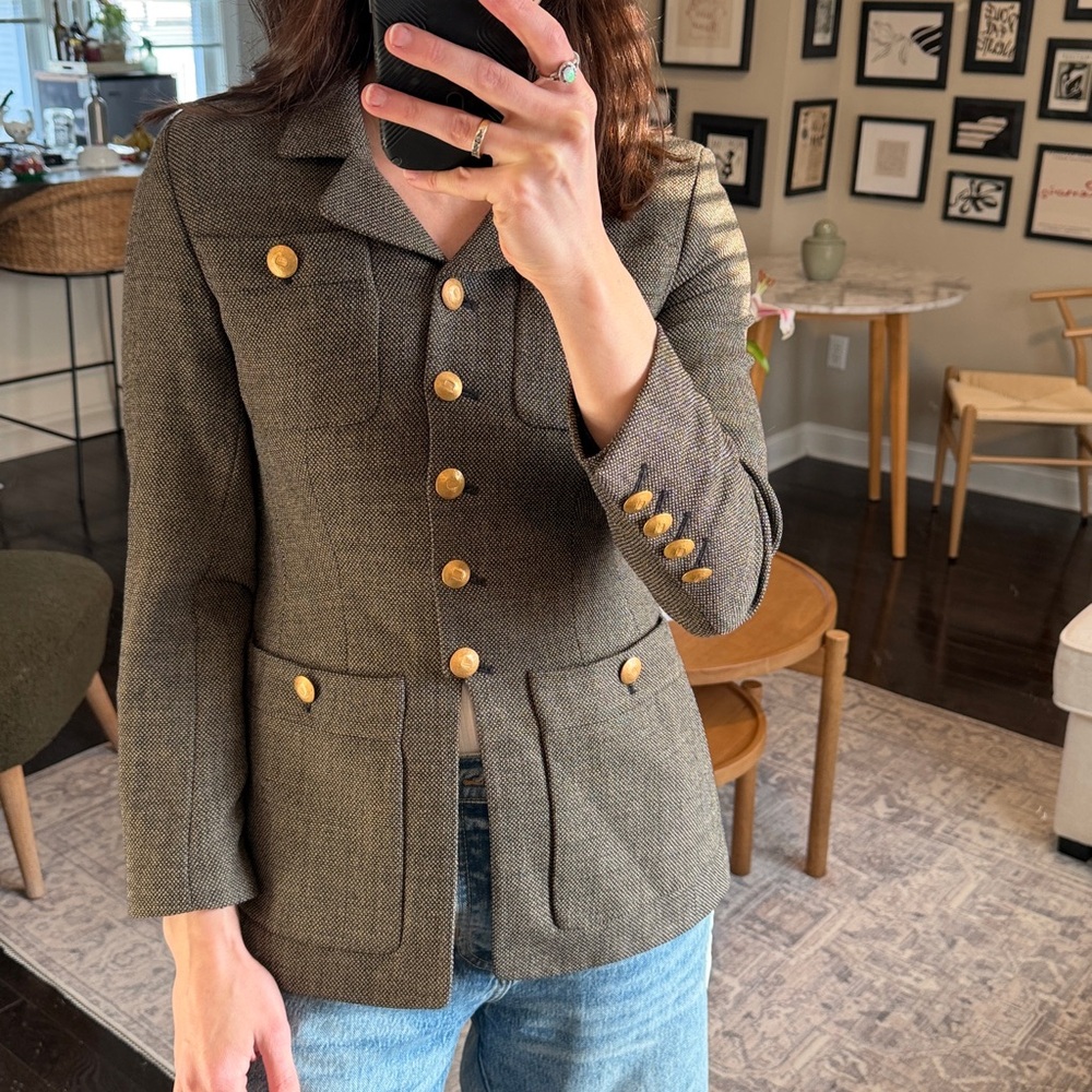Vintage Wool Military Jacket Blazer Neutral Brown Size Small - Picture 13 of 13